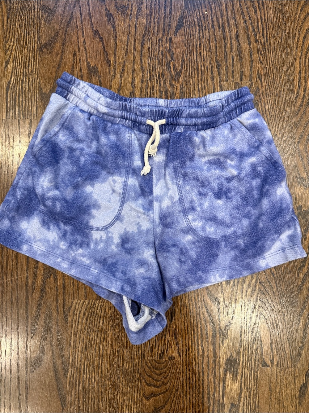 Double Zero Blue Tie-Dye Athletic Lounge Shorts with Drawstring